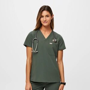 Figs Moss Green Catarina one pocke Scrub Top